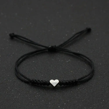 Cute Sterling Silver Heart Red Rope Bracelet